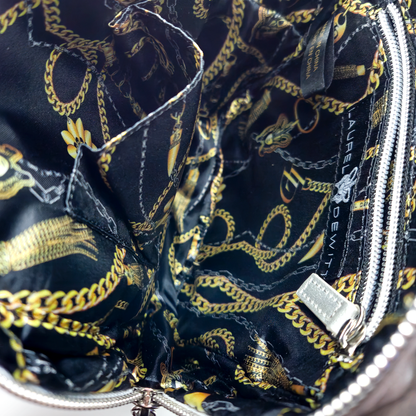 Laurel DeWitt Silver Crushed Velvet Mini Backpack