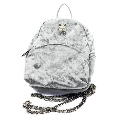 Laurel DeWitt Silver Crushed Velvet Mini Backpack