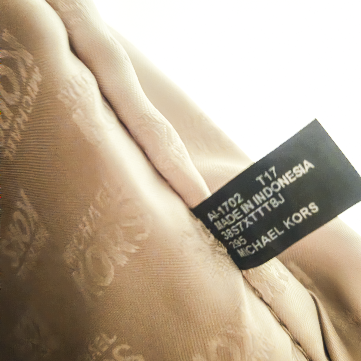 Michael Kors MK Signature Tote Bag Beige Brown Leather Shoulder Bag