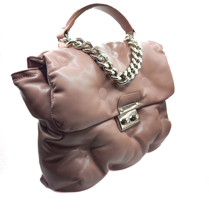 Puffy Purse - Quilted Satchel with Chain Handle