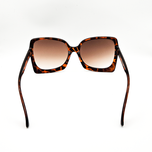 Oversized Tortiseshell Sunglasses with Amber Gradient Lenses and Square Frame