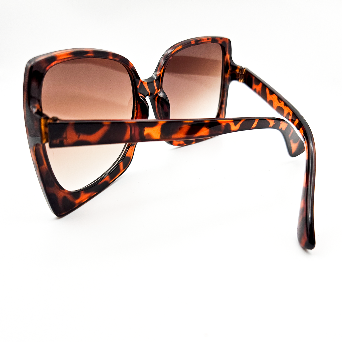 Oversized Tortiseshell Sunglasses with Amber Gradient Lenses and Square Frame