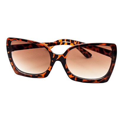 Oversized Tortiseshell Sunglasses with Amber Gradient Lenses and Square Frame