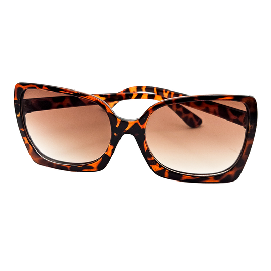 Oversized Tortiseshell Sunglasses with Amber Gradient Lenses and Square Frame